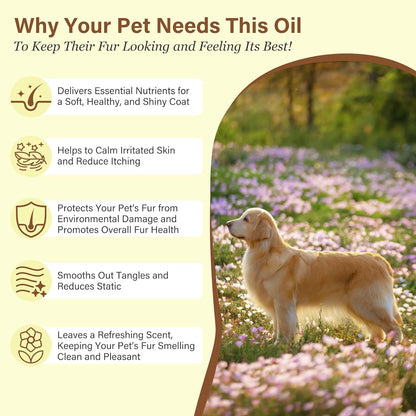 Pet Fur Care Oil – Leave-In Conditioner with Collagen & Natural Oils for Dogs & Cats, 1.01 fl oz
