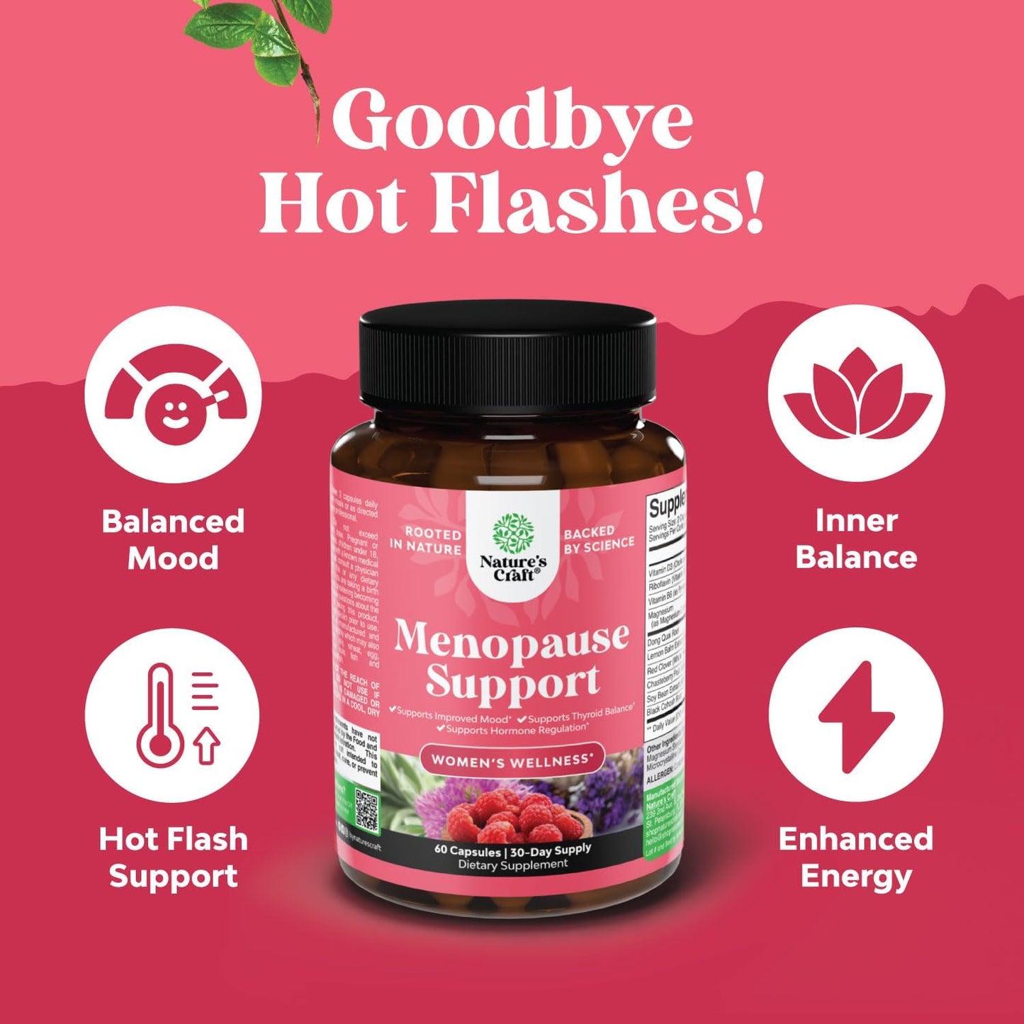 Natures Craft Menopause Support Capsules Dong Quai Black Cohosh 60 Count