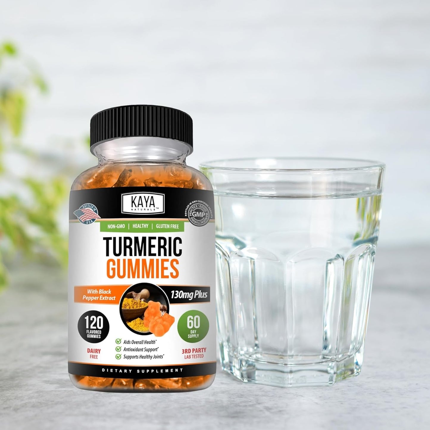 Kaya Naturals Turmeric Gummies Curcumin Ginger Black Pepper 120 Count