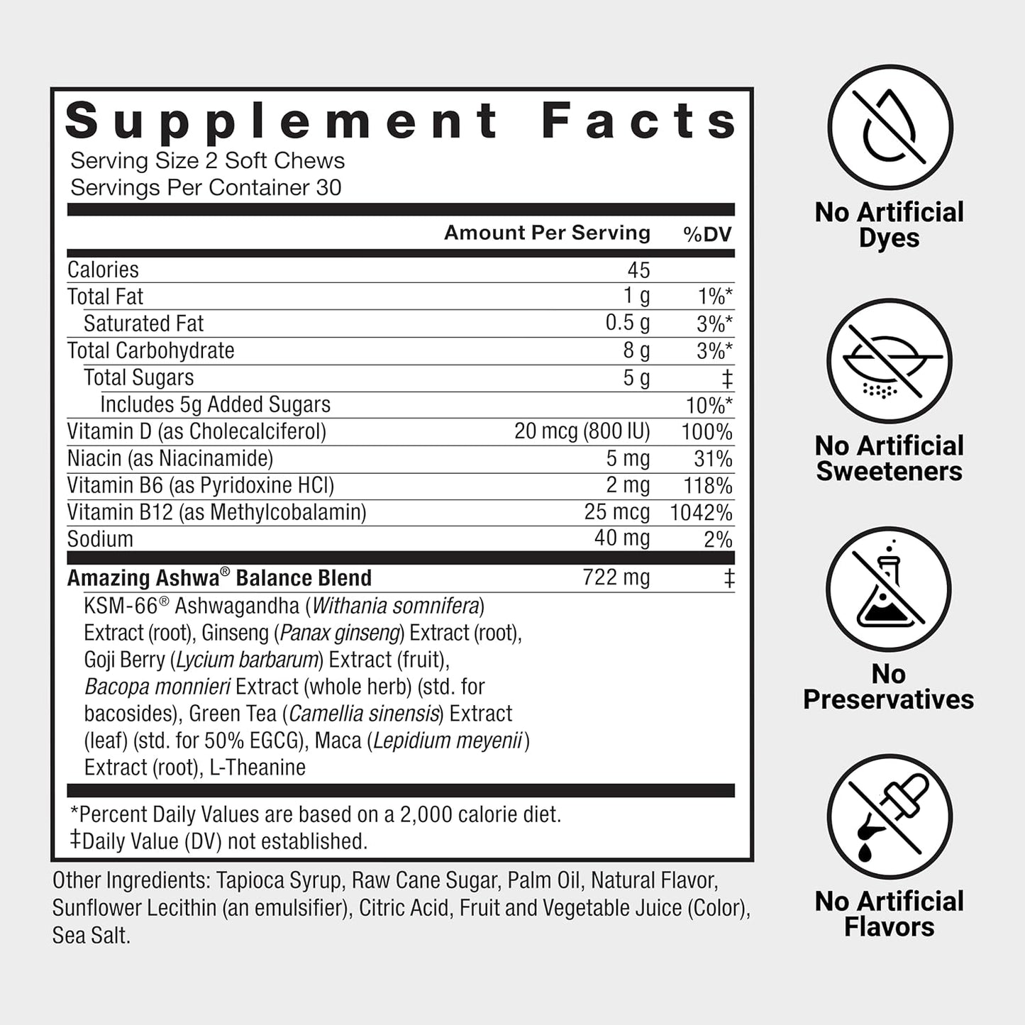 Force Factor Amazing Ashwa KSM-66 Ashwagandha Soft Chews 60 Count