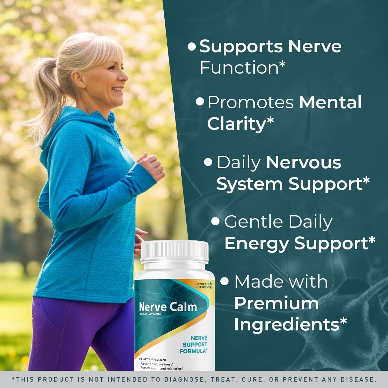 NerveCalm – Natural Calm Supplement | Herbal Blend with Passion Flower, Prickly Pear & California Poppy | Vegan Capsules, Non-GMO, 1 Month Supply | Made in USA
