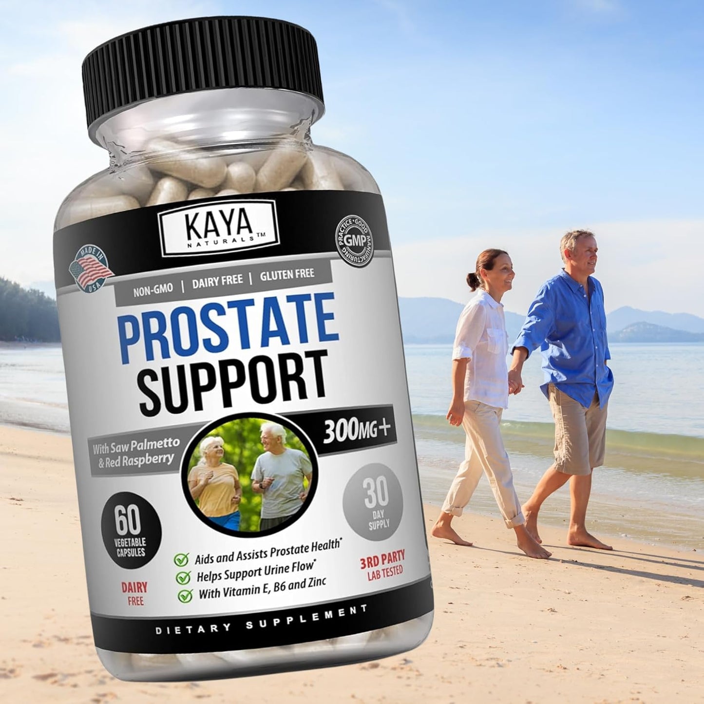 Kaya Naturals Prostate Support Saw Palmetto DHT Blocker Hair Sleep 60 Capsules