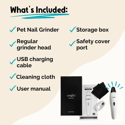 LuckyTail Pet Nail Grinder – USB Rechargeable Dog & Cat Nail Trimmer with LED Lights, 2 Speeds