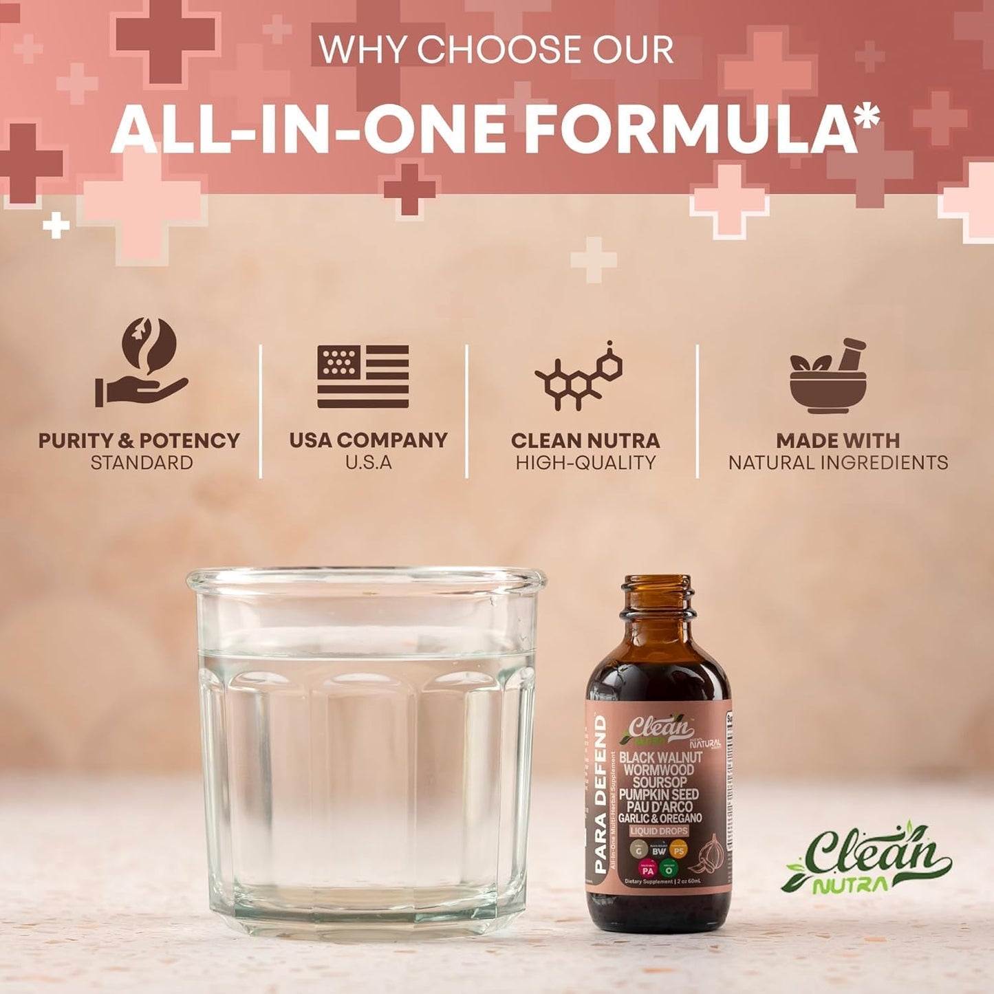 Clean Nutra Para Defend Herbal Liquid Drops – Wormwood, Black Walnut, Neem & Oregano Blend Supplement