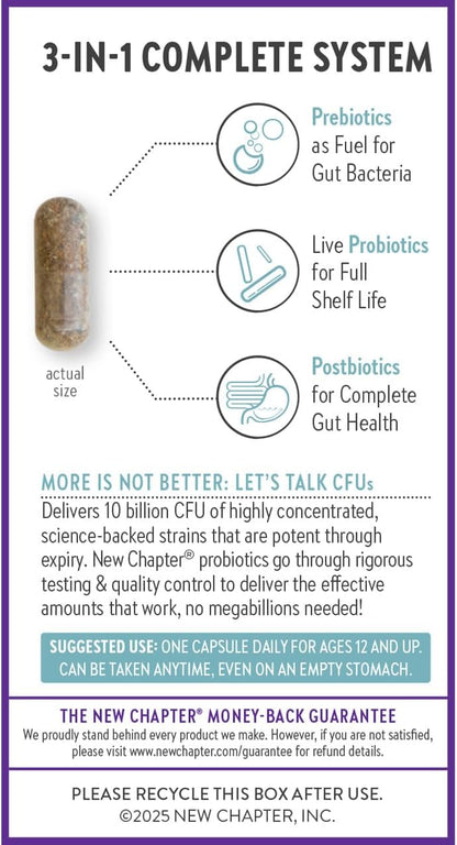 New Chapter All-Flora Probiotic with Prebiotics & Postbiotics Vegetarian Capsules 60 Count