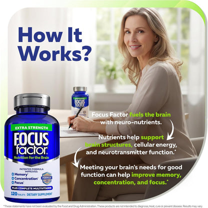 Focus Factor Adults Extra Strength Brain Health Multivitamin 120 Count