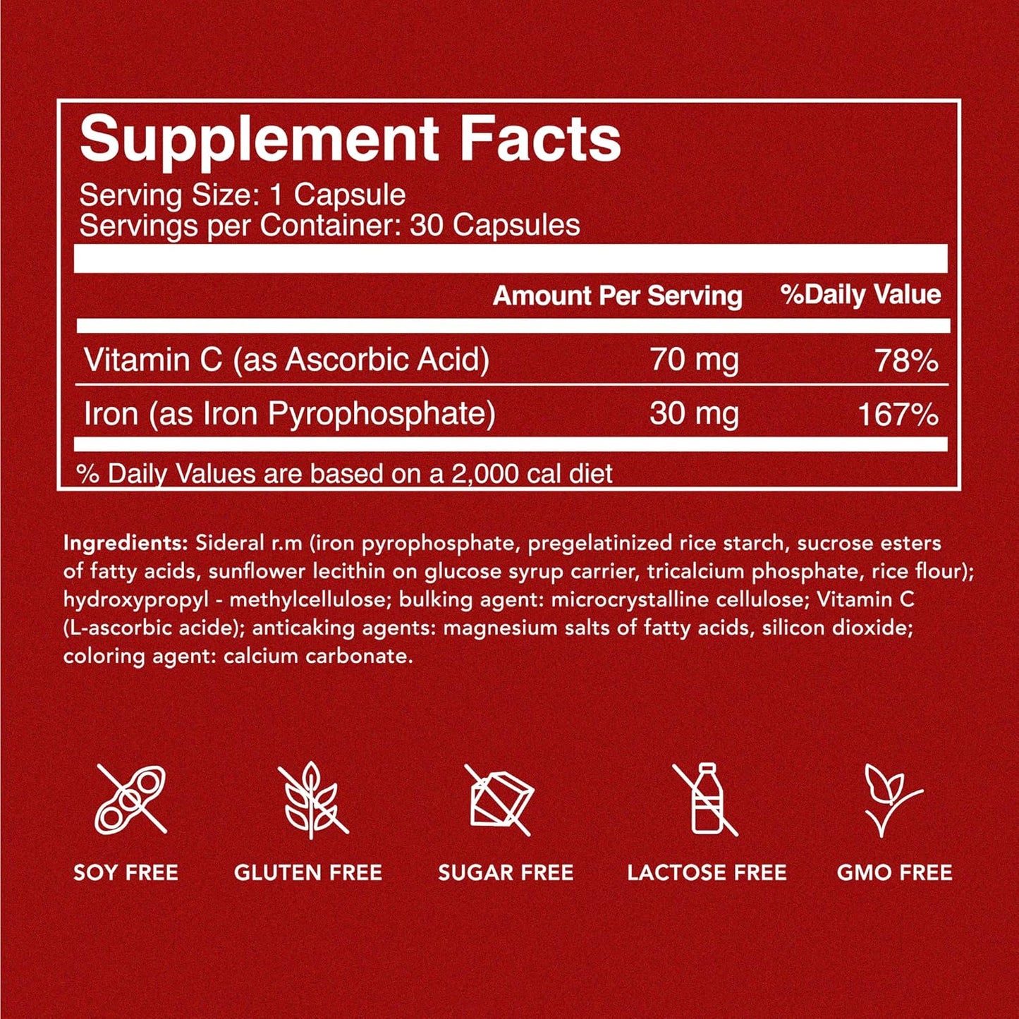 SiderAL Forte Sucrosomial Iron Supplement with Vitamin C 30 Count