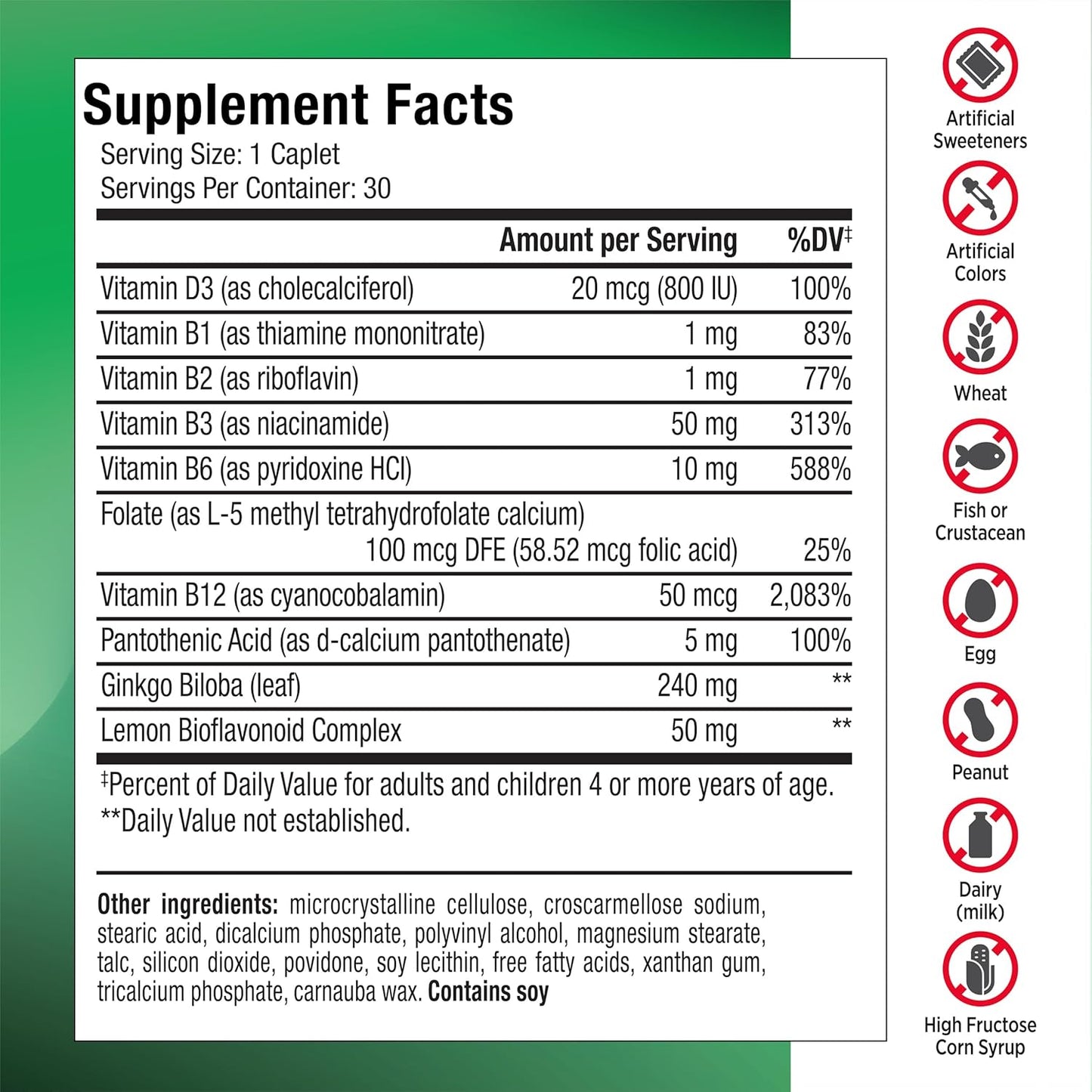 Lipo-Flavonoid Ear Health Supplement – Lemon Bioflavonoid Complex with Vitamins & Calcium, 150 Caplets