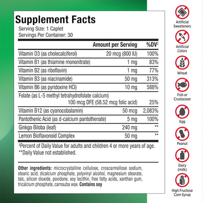 Lipo-Flavonoid Ear Health Supplement – Lemon Bioflavonoid Complex with Vitamins & Calcium, 150 Caplets
