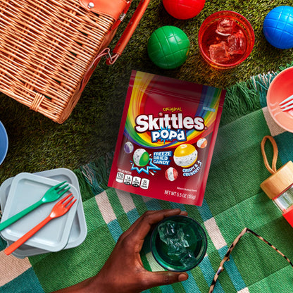 SKITTLES POP'd Original & Sour Freeze Dried Candy Bundle 5.5 oz 2 Pack
