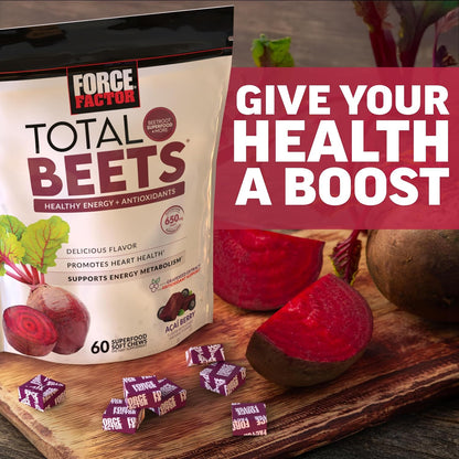 Force Factor Total Beets Soft Chews Beetroot Nitrates L Citrulline Grapeseed Extract 60 Count