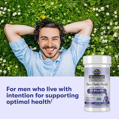 Garden of Life Dr. Formulated Probiotics for Men 50 Billion CFU 15 Strains + Organic Prebiotic Fiber – Digestive & Immune Support, 30 Capsules