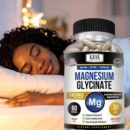 Kaya Naturals Magnesium Glycinate 183 mg Non-GMO Gluten-Free 60 Capsules