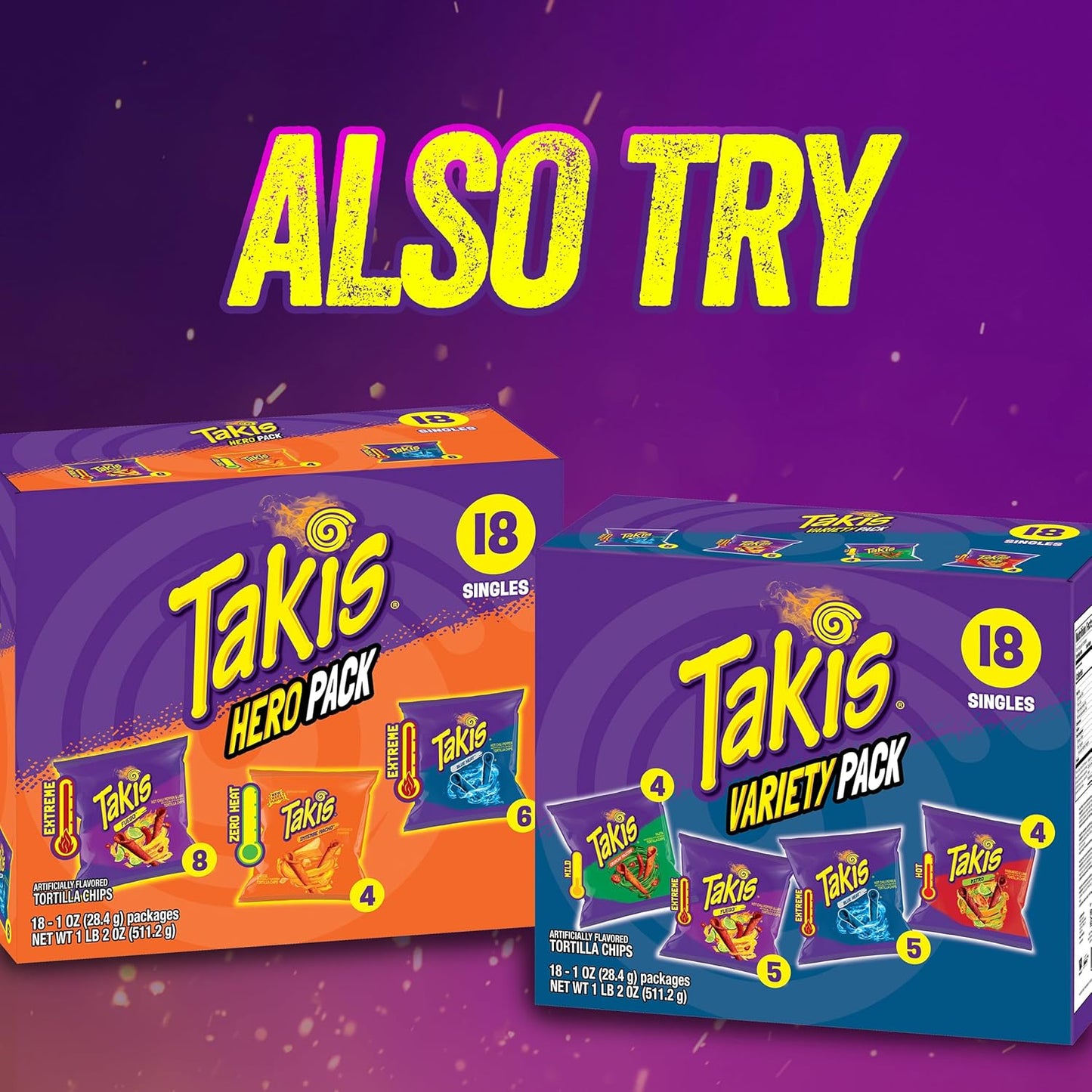 Takis Fuego Mini Hot Chili Pepper & Lime Rolled Tortilla Chips 25 Pack 1.23 oz Each