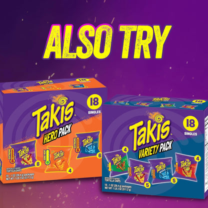 Takis Fuego Mini Hot Chili Pepper & Lime Rolled Tortilla Chips 25 Pack 1.23 oz Each