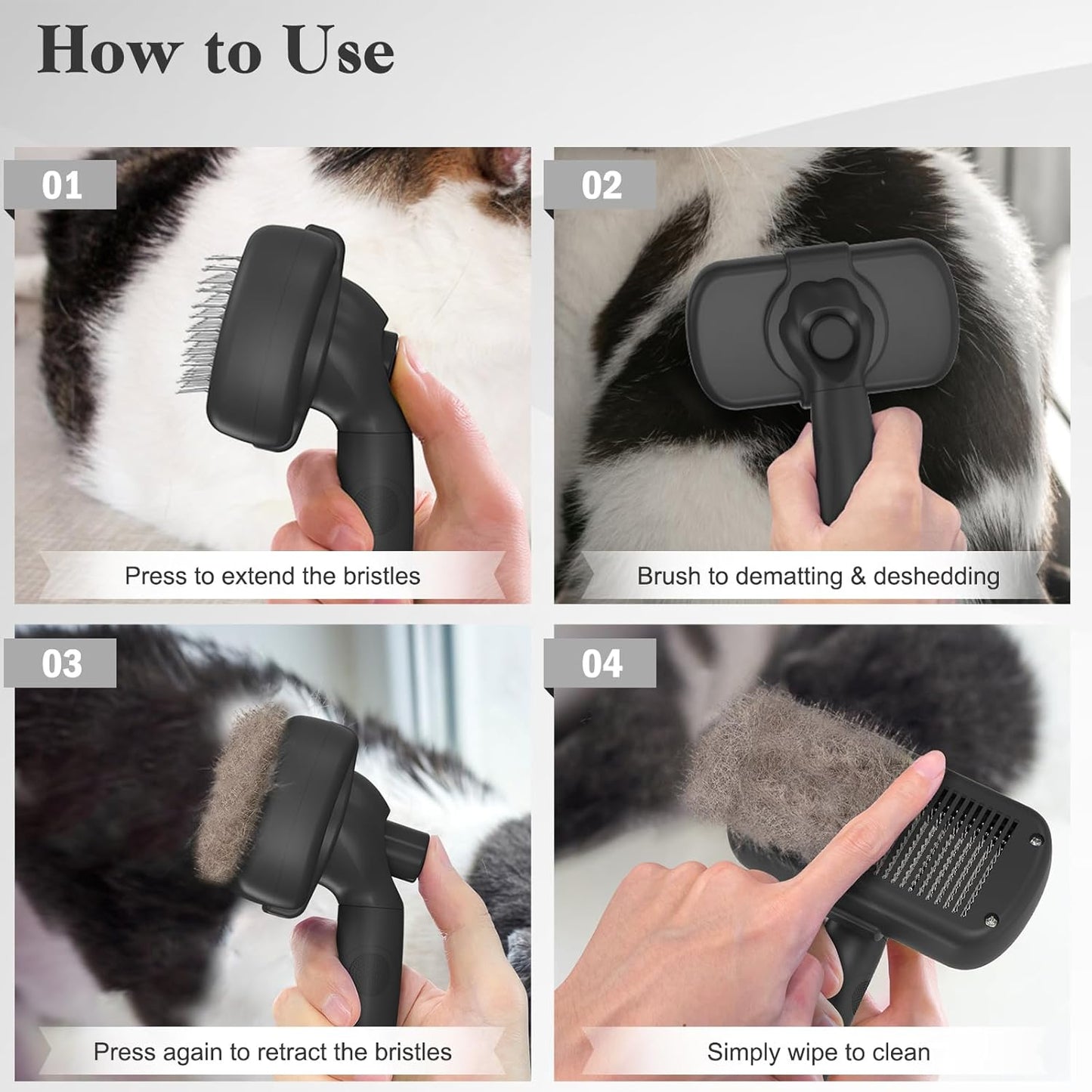 Swihauk Self-Cleaning Slicker Brush for Dogs & Cats Black