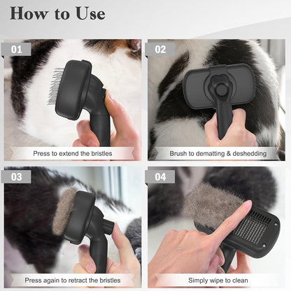 Swihauk Self-Cleaning Slicker Brush for Dogs & Cats Black