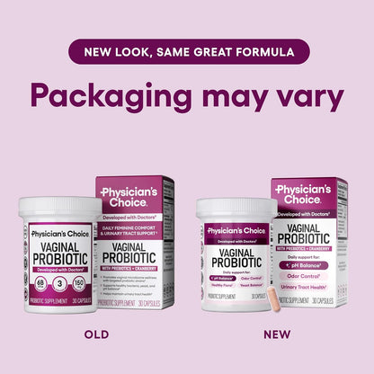 Physician's CHOICE Vaginal Probiotics 6 Billion CFU with Prebiotics Cranberry Extract Capsules 30 Count