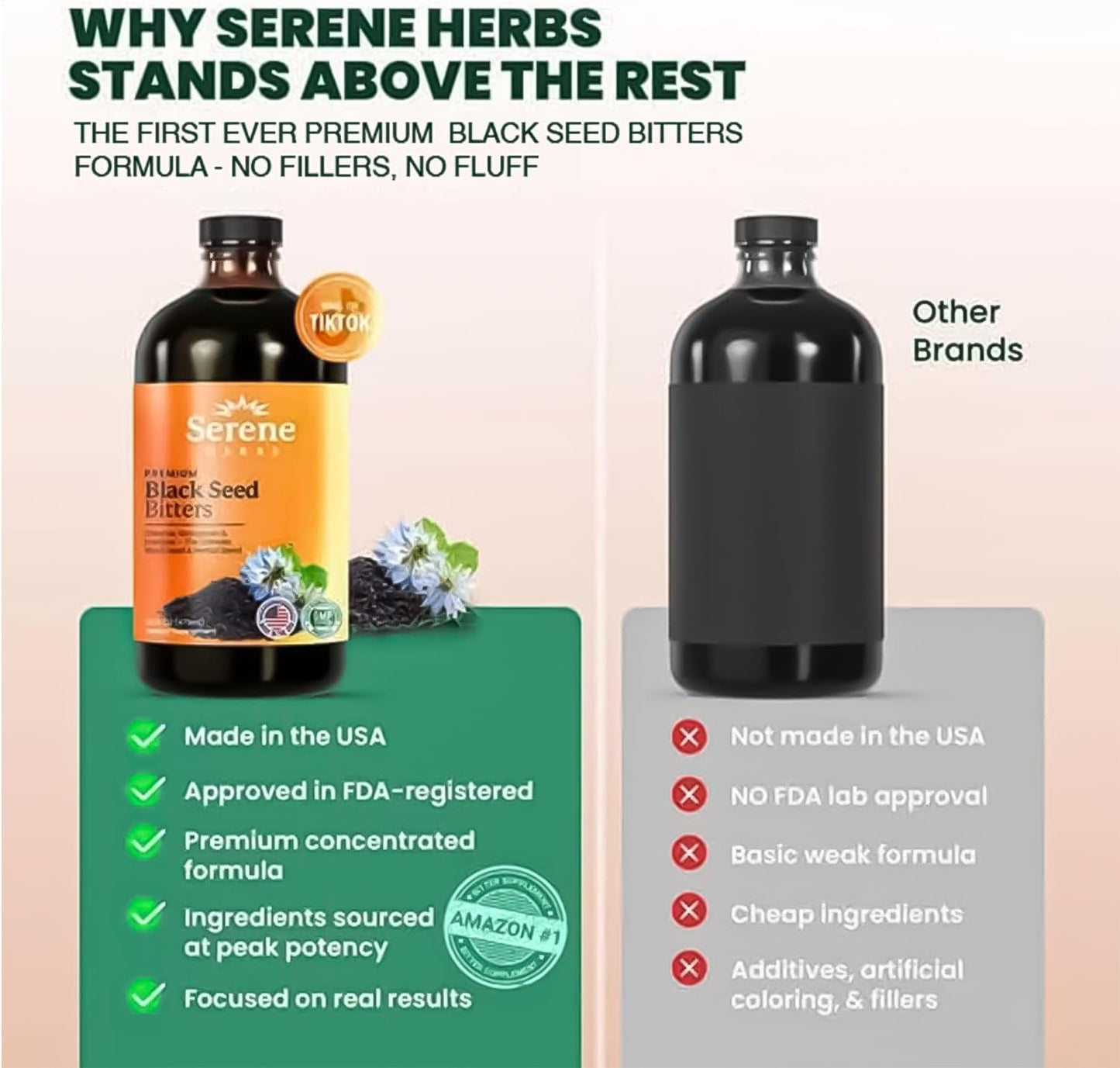 Serene Herbs Organic Black Seed Oil Bitters Liquid Supplement 16 fl oz