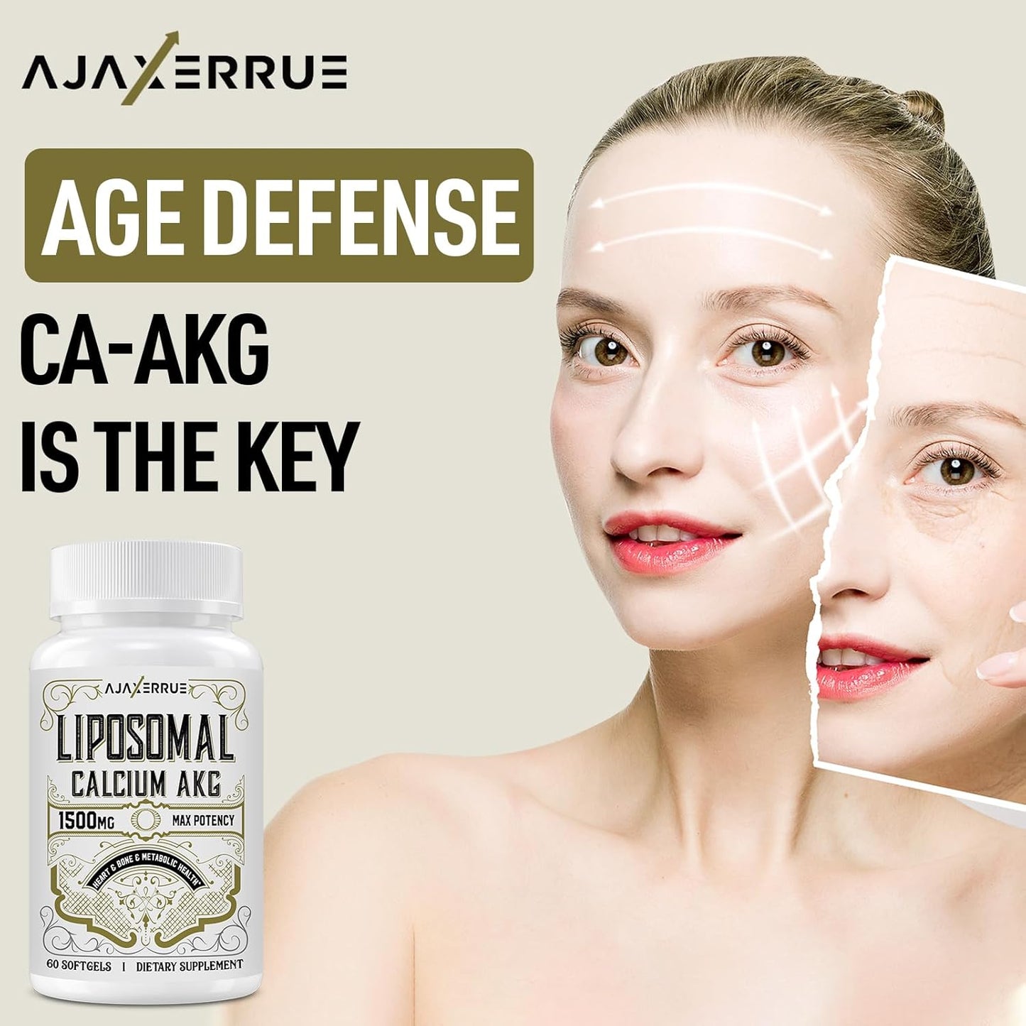 Liposomal Calcium AKG Alpha Ketoglutaric Acid 1500 mg Softgels 60 Count