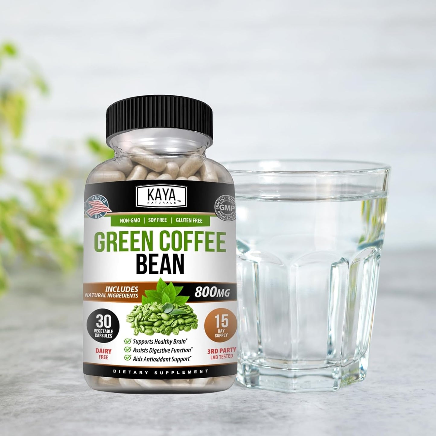 Kaya Naturals Green Coffee Bean Extract Non-GMO Gluten-Free 30 Count