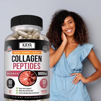 Kaya Naturals Multi Collagen Peptides Capsules Types I II III V X 60 Count