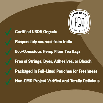 FGO Organic Ashwagandha Tea Bags Caffeine Free 100 Count
