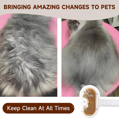 Pet Steam Brush 3-in-1 Hair Removal Comb for Dogs & Cats with Waterless Shampoo