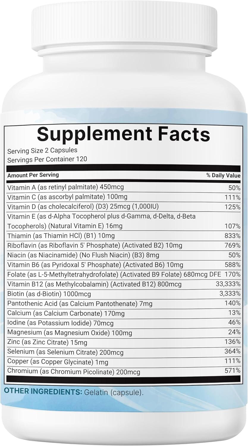 Micro Ingredients Methylated Multivitamin 19-in-1 Non-GMO 240 Capsules