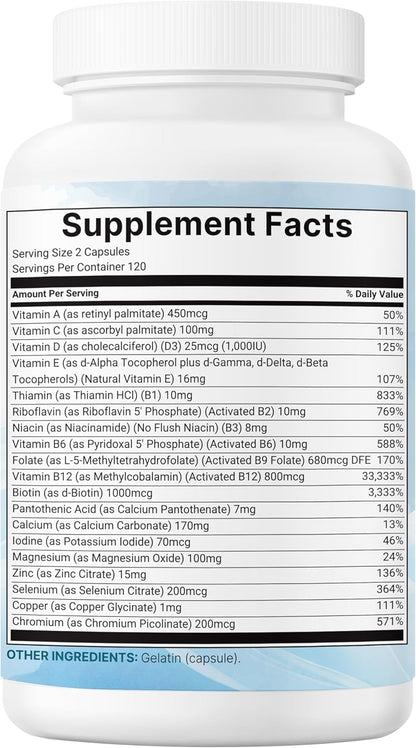 Micro Ingredients Methylated Multivitamin 19-in-1 Non-GMO 240 Capsules