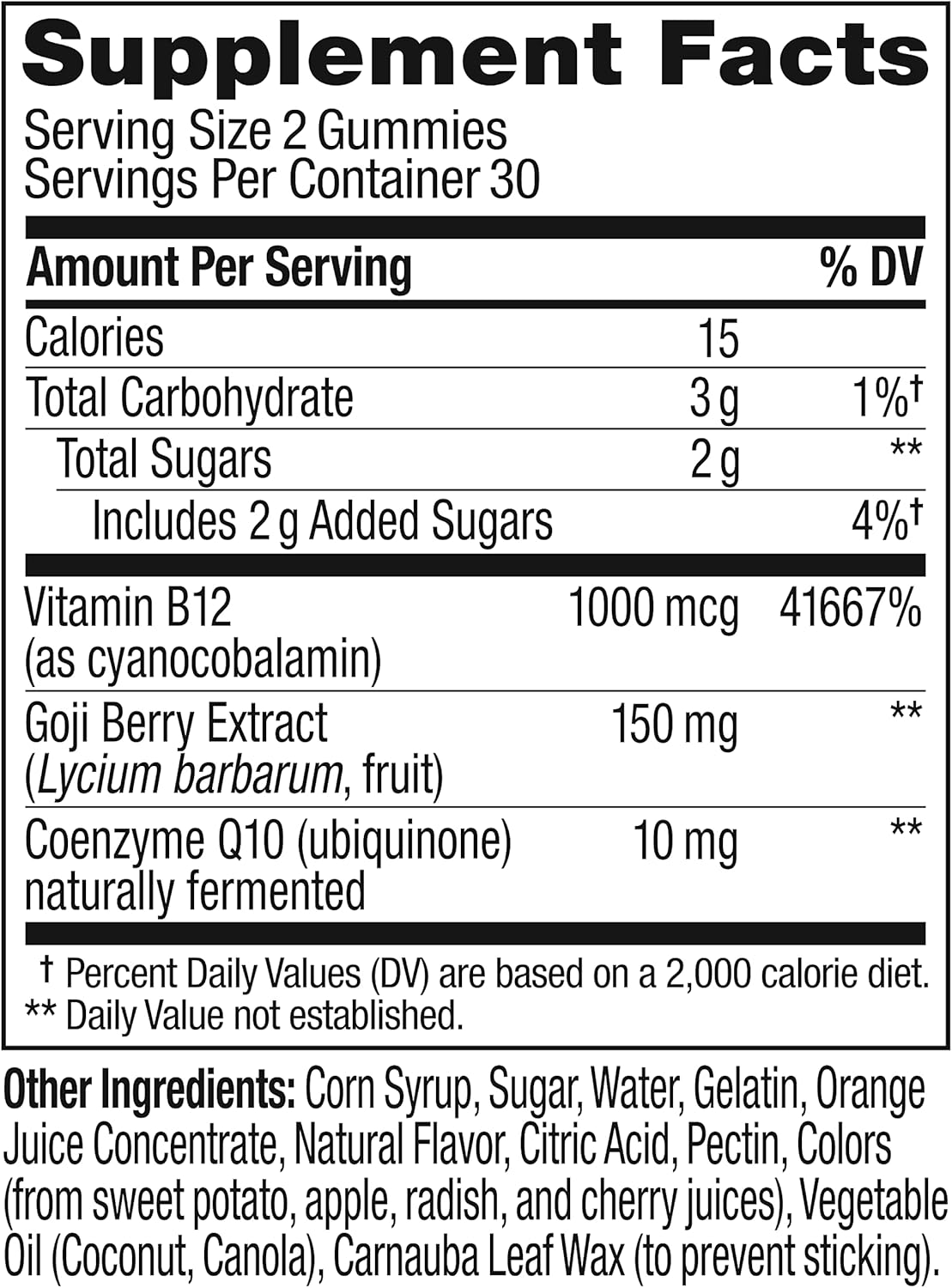 OLLY Daily Energy Gummies Vitamin B12 CoQ10 Goji Berry Berry Yuzu 60 Count