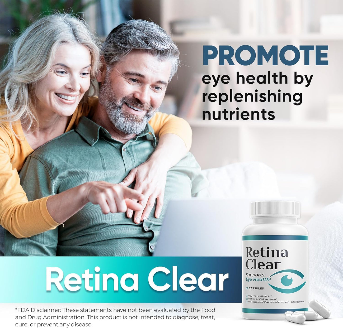 Retina Clear Vision Support Supplement Capsules – Natural Ingredient Eye Health Formula, 180 Capsules (3 Pack)