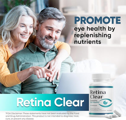 Retina Clear Vision Support Supplement Capsules – Natural Ingredient Eye Health Formula, 180 Capsules (3 Pack)