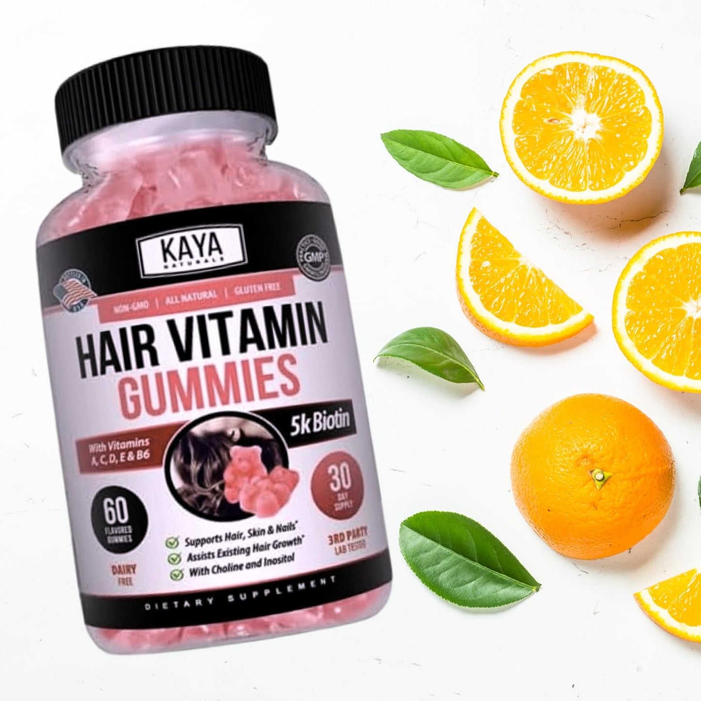 Kaya Naturals Hair Growth Gummies Biotin 5000 mcg Blueberry 60 Count