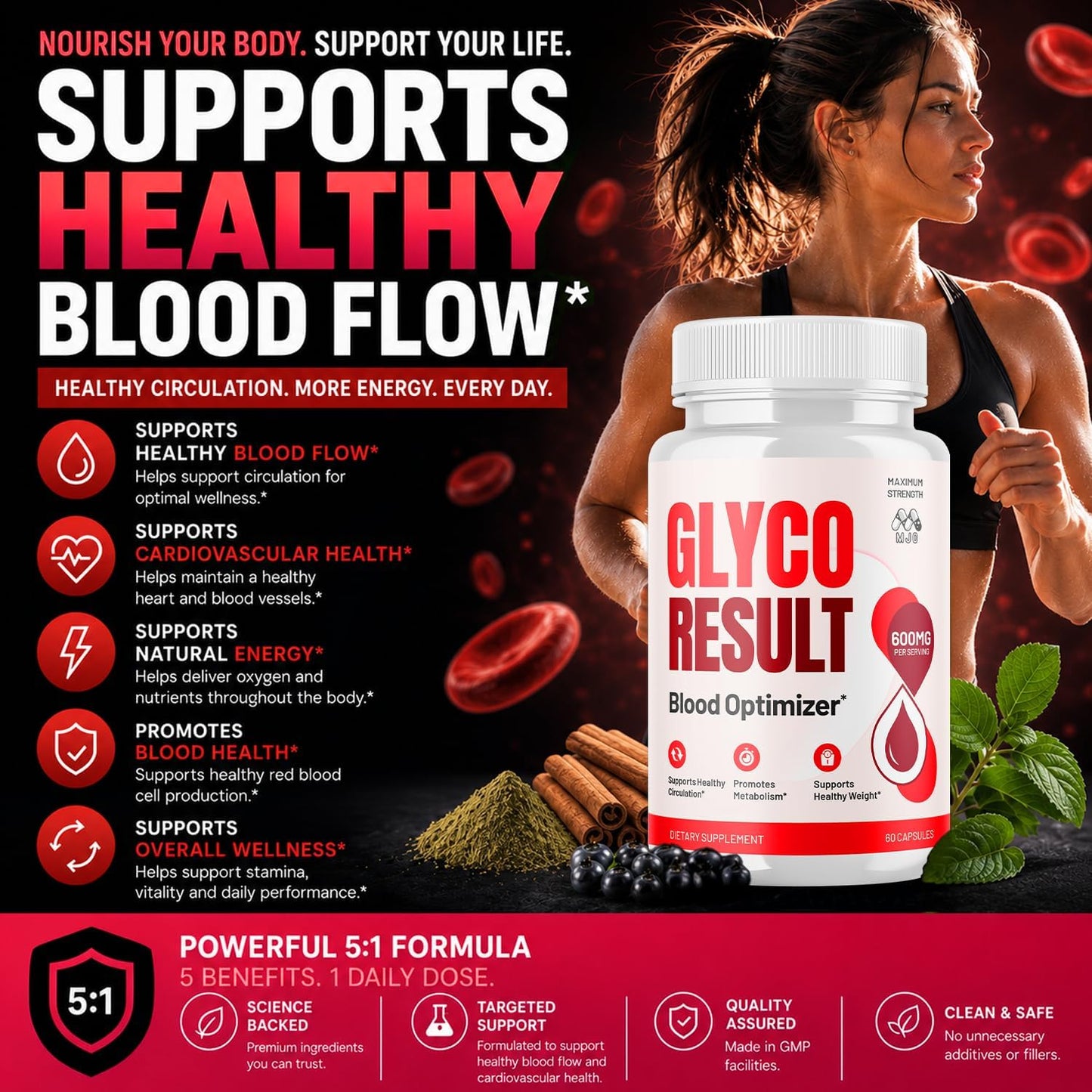MJO Glyco Result Supplement Capsules with Natural Ingredients & Multivitamins 120 Capsules (2 Pack)