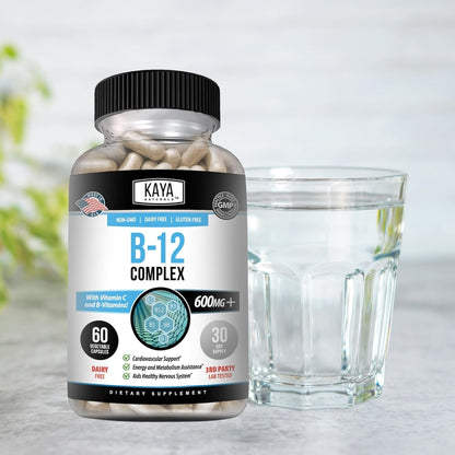 Kaya Naturals B-12 Complex Capsules Energy Metabolism Multivitamin 60 Count