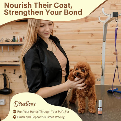 Pet Fur Care Oil – Leave-In Conditioner with Collagen & Natural Oils for Dogs & Cats, 1.01 fl oz