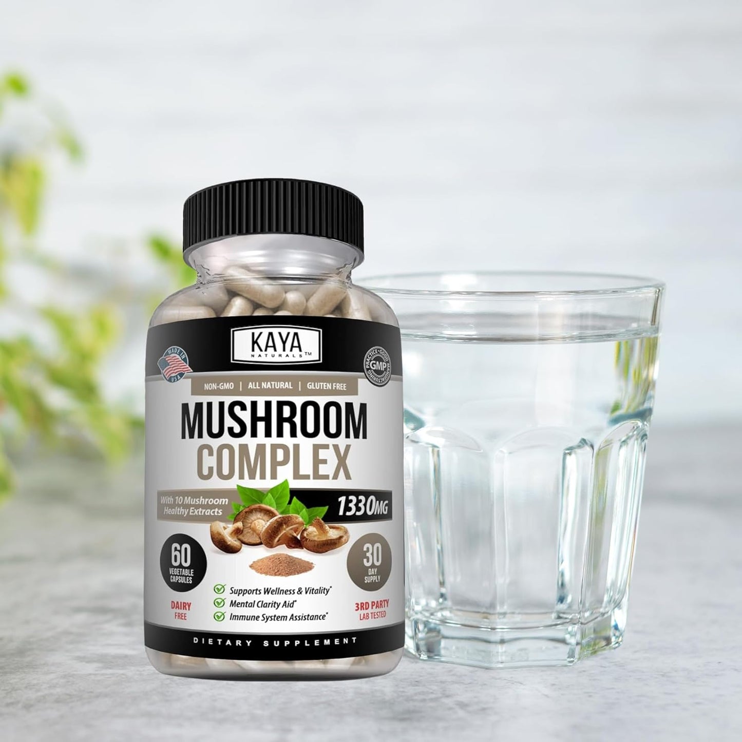 Kaya Naturals Mushroom Complex Capsules 1330 mg Per Serving 60 Count