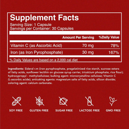 SiderAL Forte Sucrosomial Iron Supplement with Vitamin C 30 Count