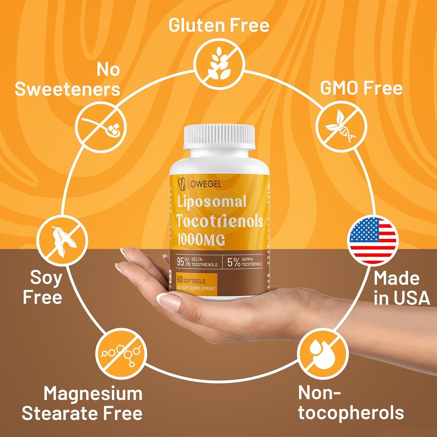 Liposomal Vitamin E Tocotrienols 1000 mg 95% Delta 5% Gamma Capsules