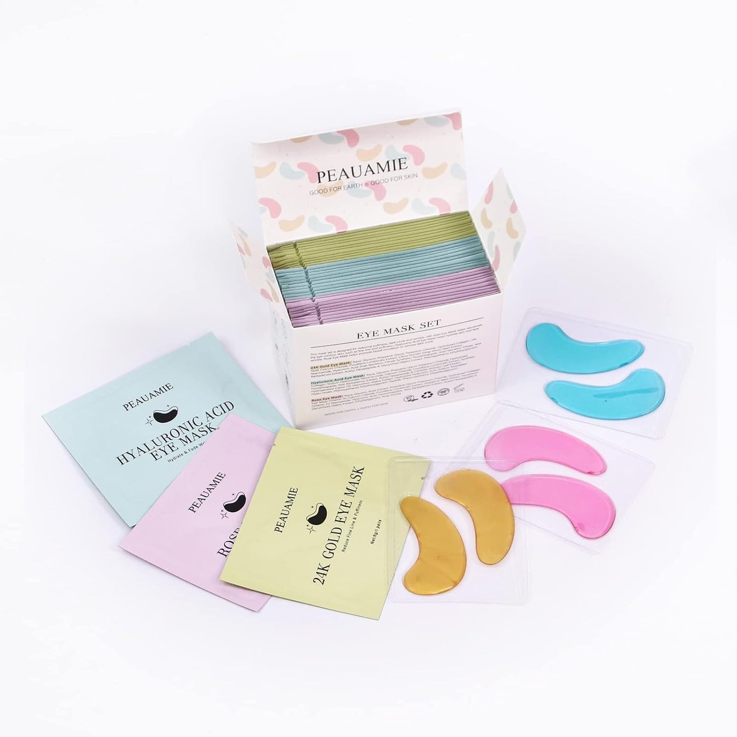 PEAUAMIE Gold & Rose Under Eye Patches with Hyaluronic Acid 30 Pairs