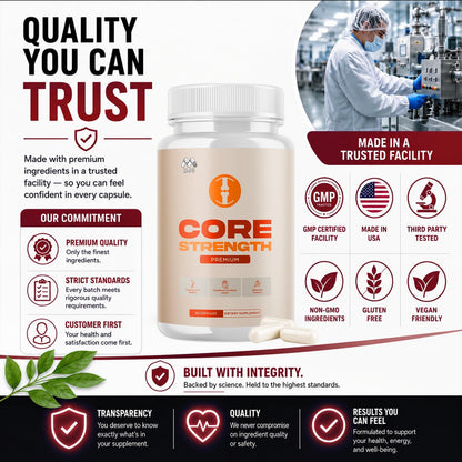 Core Strength Supplement Capsules with Natural Ingredients & Multivitamins 180 Capsules (3 Pack)