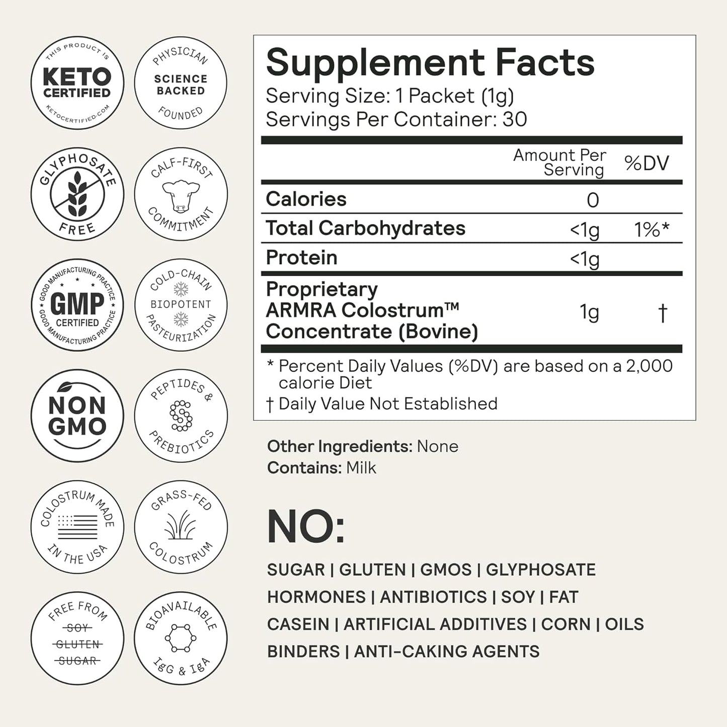 ARMRA Colostrum Powder Unflavored 30 Servings