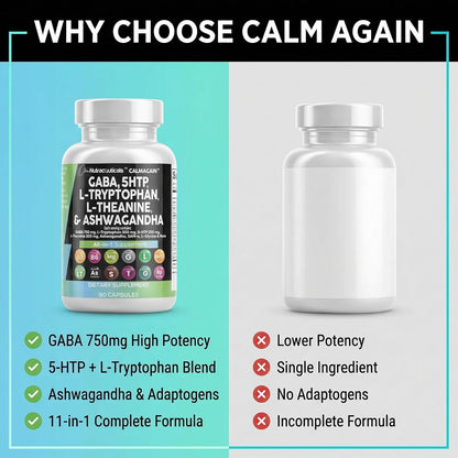 Clean Nutraceuticals GABA 5-HTP L-Theanine Ashwagandha Mood Support Capsules