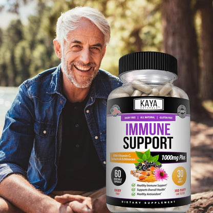 Kaya Naturals Elderberry Capsules Zinc Vitamin C Probiotics Turmeric 60 Count