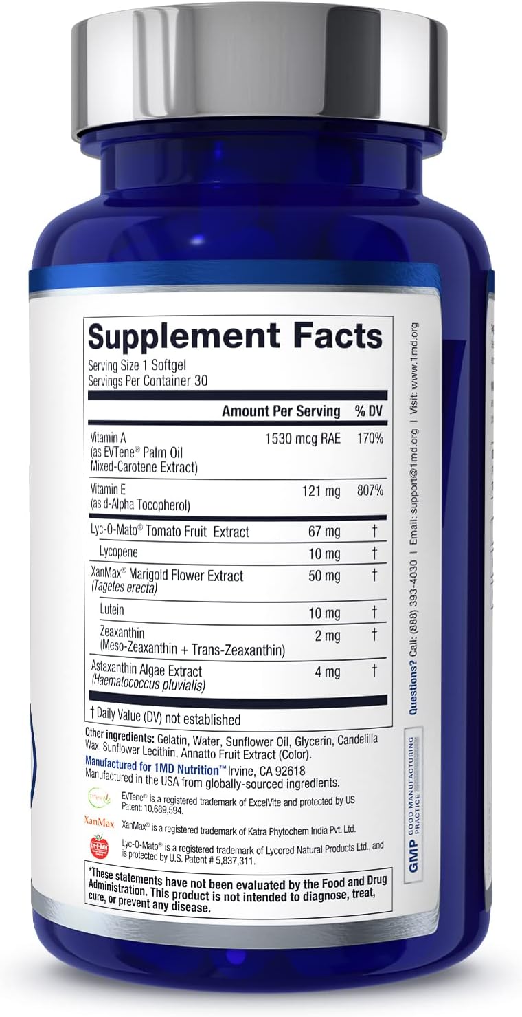 1MD Nutrition VisionMD Eye Vitamin CARMIS – Lutein & Zeaxanthin Eye Health Supplement, 30 Softgels