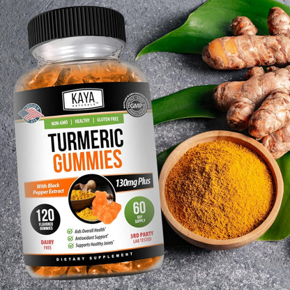 Kaya Naturals Turmeric Gummies Curcumin Ginger Black Pepper 120 Count