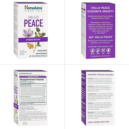 Himalaya Hello Peace Herbal Stress Support Supplement 60 Vegan Capsules