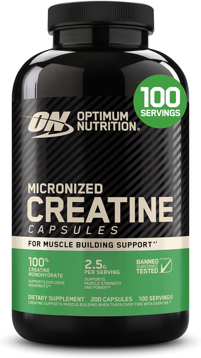 Optimum Nutrition Micronized Creatine Monohydrate Capsules 200 Count 100 Servings