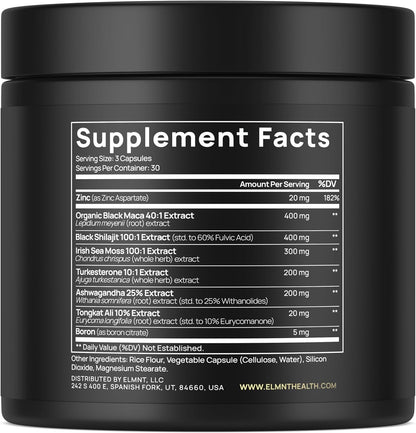ULTRA MALE Testosterone Booster for Men 96,045mg with Shilajit, Black Maca, Ashwagandha & Tongkat Ali – Male Vitality Support Capsules